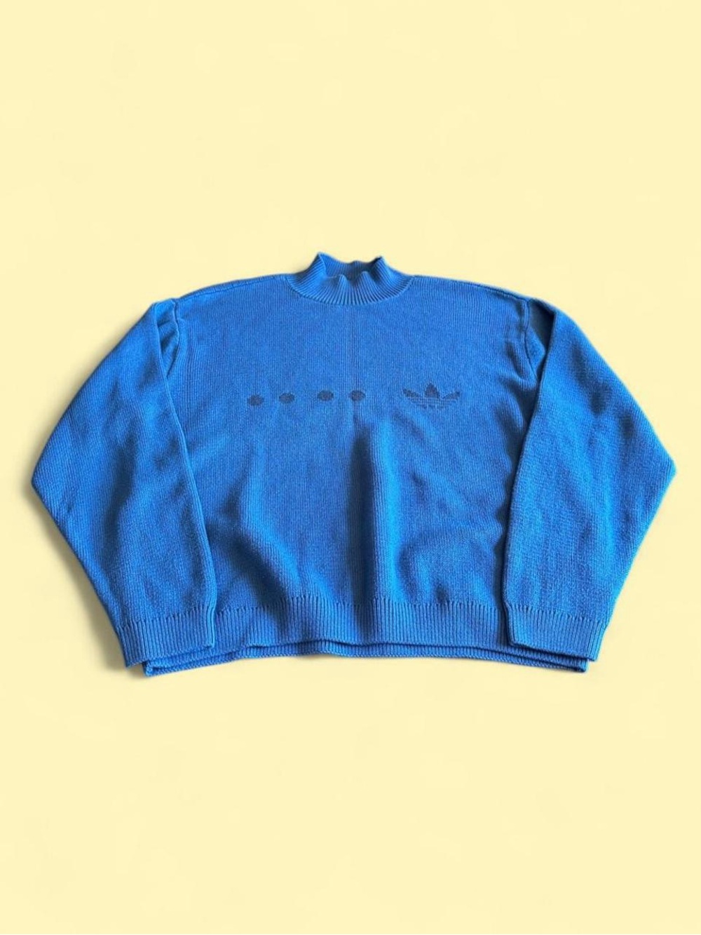 Adidas Originals Knit Mock Neck Sweater Trefoil Blue Men’s Size M
